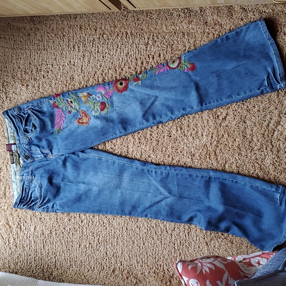 ZD boot cut denim jeans with embroidery